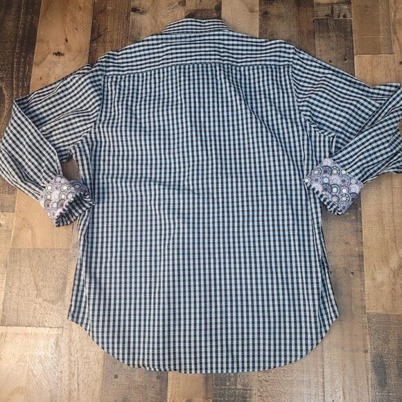 Robert Graham Blue Gingham Check Shirt‎ Mens XL Long Sleeve Button Up - Picture 9 of 10